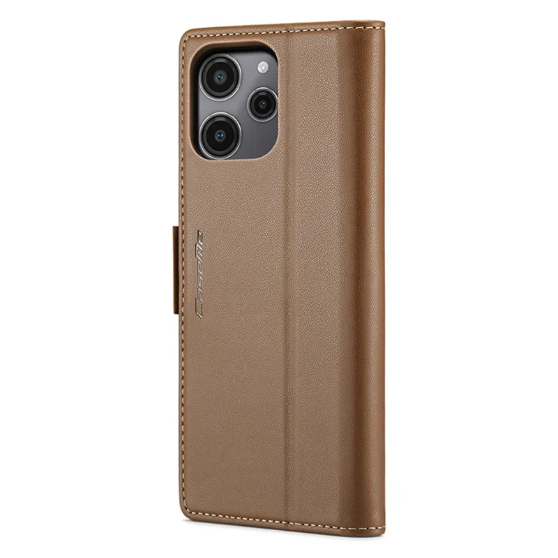 CASEME 023 Serie per Xiaomi Redmi 12 4G / 12 5G (Global) / Redmi Note 12R 5G / Poco M6 Pro 5G Custodia Texture Lucida Litchi - Marrone