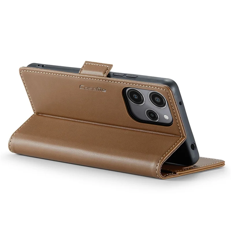 CASEME 023 Serie per Xiaomi Redmi 12 4G / 12 5G (Global) / Redmi Note 12R 5G / Poco M6 Pro 5G Custodia Texture Lucida Litchi - Marrone
