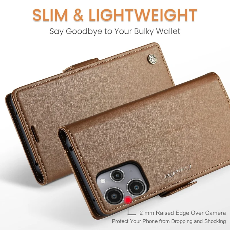 CASEME 023 Serie per Xiaomi Redmi 12 4G / 12 5G (Global) / Redmi Note 12R 5G / Poco M6 Pro 5G Custodia Texture Lucida Litchi - Marrone