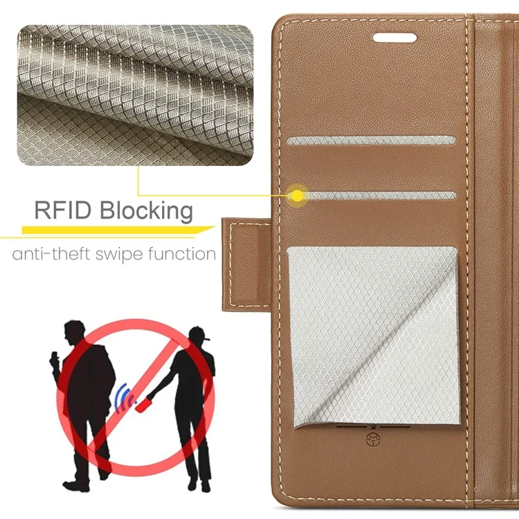 For Google Pixel 8a Leather Case CASEME 023 RFID Blocking 3 Card Slot Mobile Cover - Brown