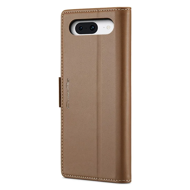 For Google Pixel 8a Leather Case CASEME 023 RFID Blocking 3 Card Slot Mobile Cover - Brown