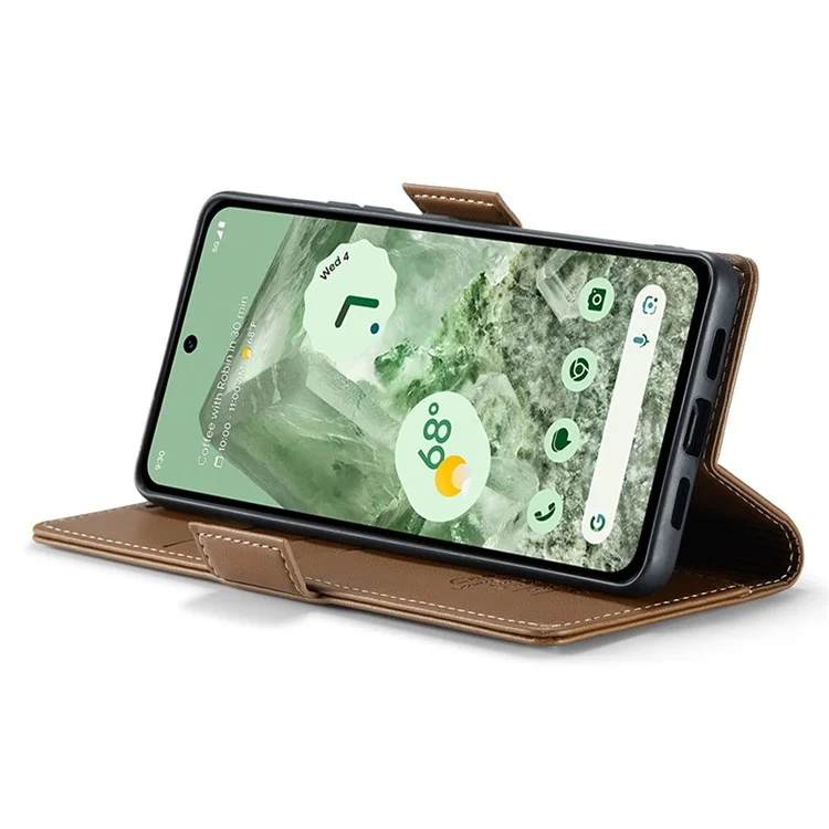 For Google Pixel 8a Leather Case CASEME 023 RFID Blocking 3 Card Slot Mobile Cover - Brown