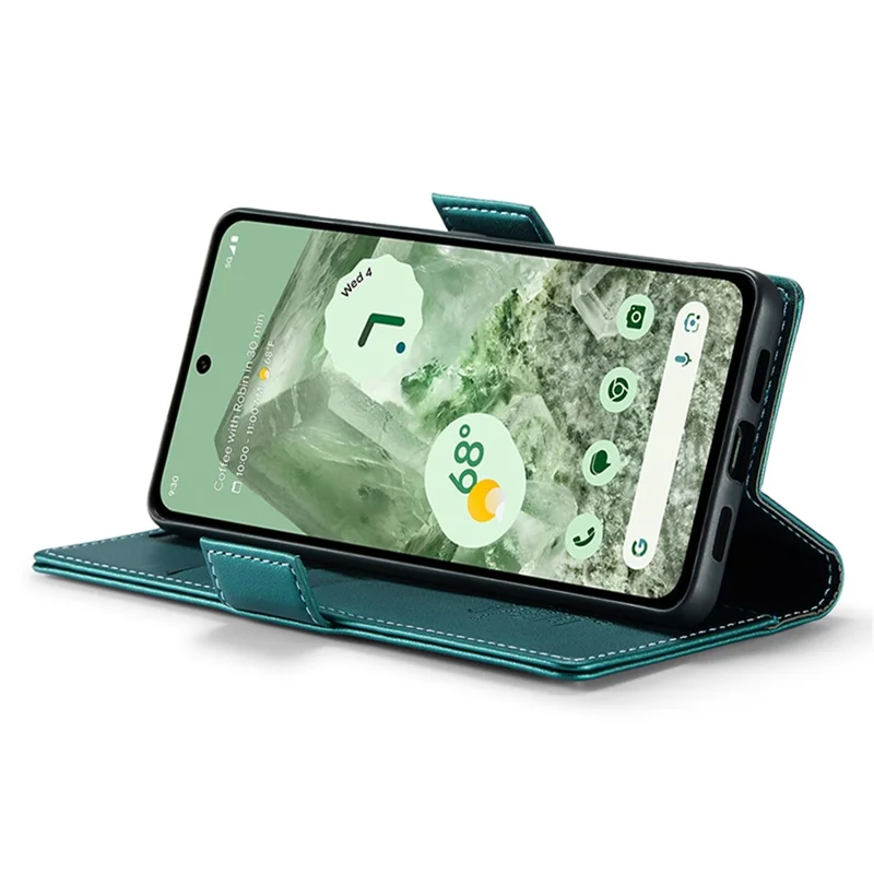 For Google Pixel 8a Leather Case CASEME 023 RFID Blocking 3 Card Slot Mobile Cover - Green