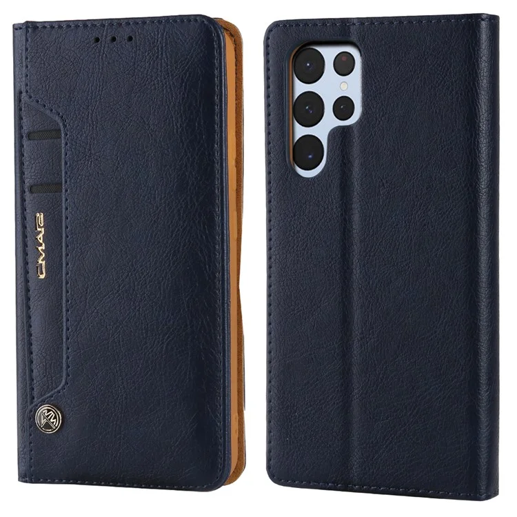 CMAI2 Pour Coque Samsung Galaxy S22 Ultra 5G, en Cuir PU Antichoc, Support de Téléphone Protecteur - Bleu
