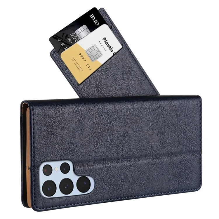 CMAI2 Pour Coque Samsung Galaxy S22 Ultra 5G, en Cuir PU Antichoc, Support de Téléphone Protecteur - Bleu
