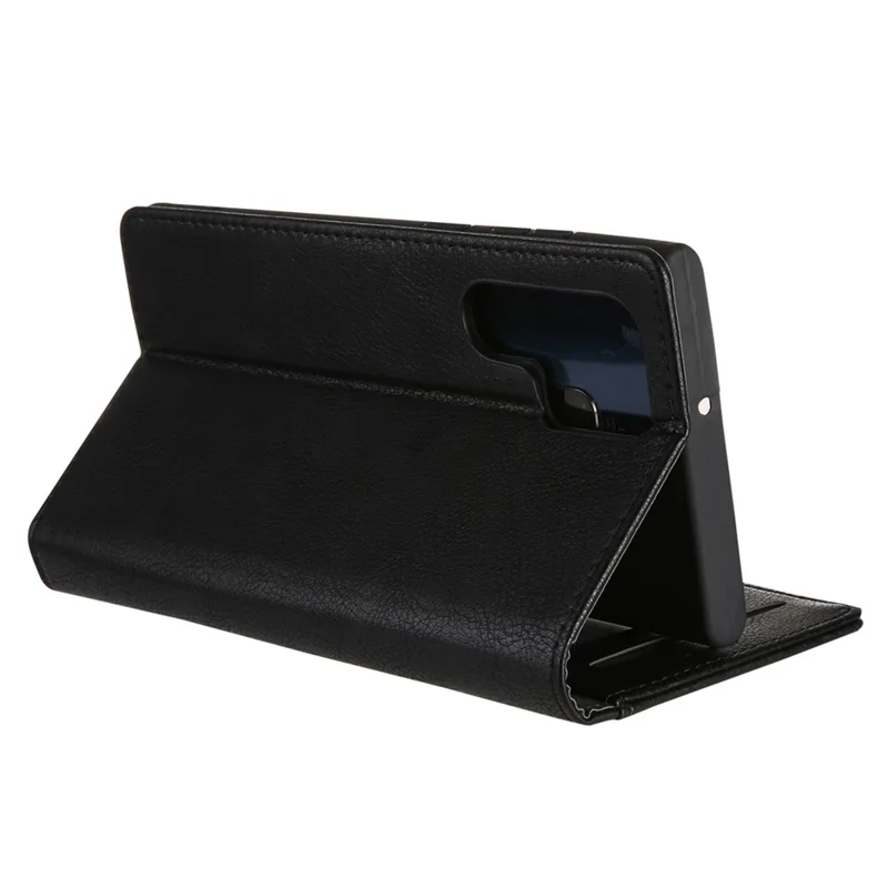CMAI2 For Samsung Galaxy S22 Ultra 5G Case Drop-proof PU Leather Stand Phone Protector - Black