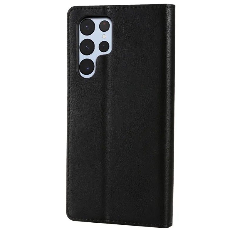 CMAI2 For Samsung Galaxy S22 Ultra 5G Case Drop-proof PU Leather Stand Phone Protector - Black