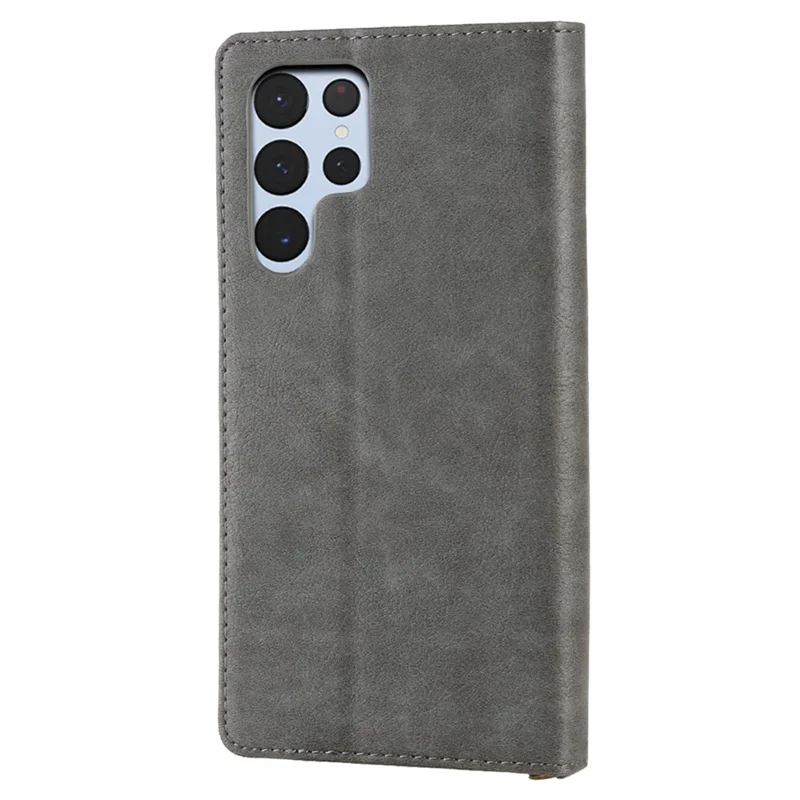 CMAI2 For Samsung Galaxy S23 Ultra Case PU Leather+TPU Anti-scratch Phone Shell - Grey