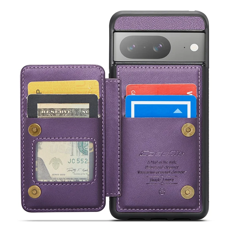 For Google Pixel 8 Cell Phone Phone Case CASEME C22 Leather Back Cover with RFID Blocking Card Slots - Purple