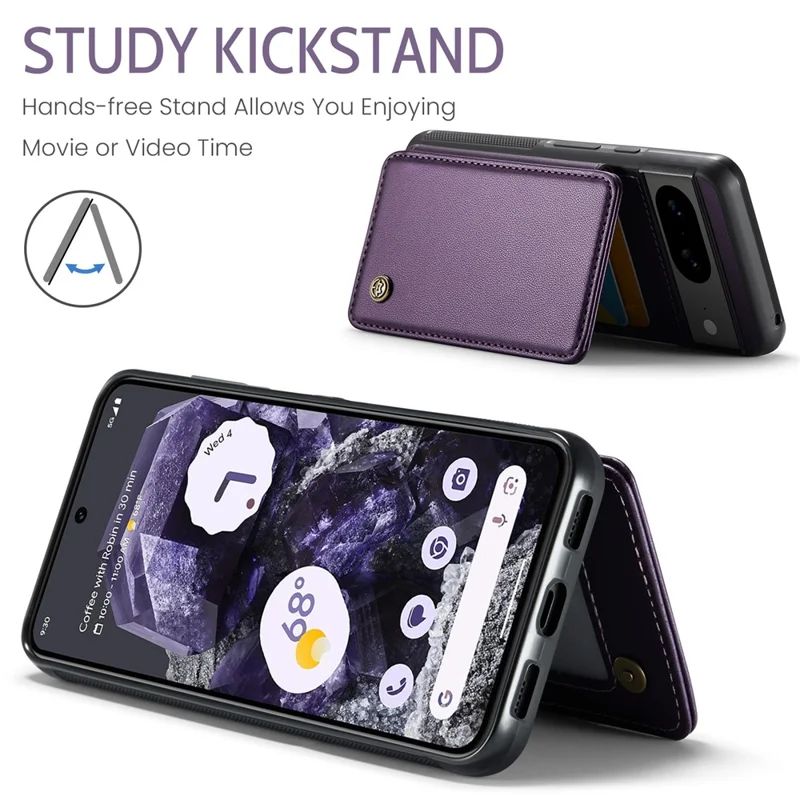 For Google Pixel 8 Cell Phone Phone Case CASEME C22 Leather Back Cover with RFID Blocking Card Slots - Purple