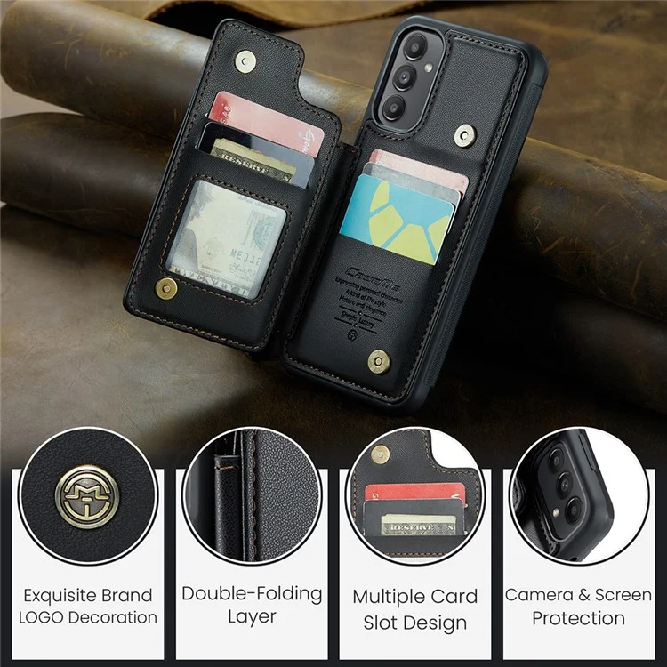 CASEME C22 Series per Samsung Galaxy A13 5G Custodia con Supporto Custodia per Telefono con 5 Slot per Schede - Nero