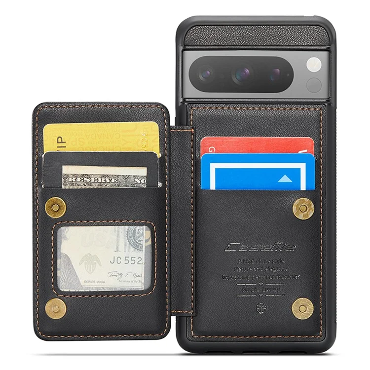 CASEME C22 Series for Google Pixel 8 Pro Case Glossy RFID Blocking Phone Cover with 4 Card Slots - Black