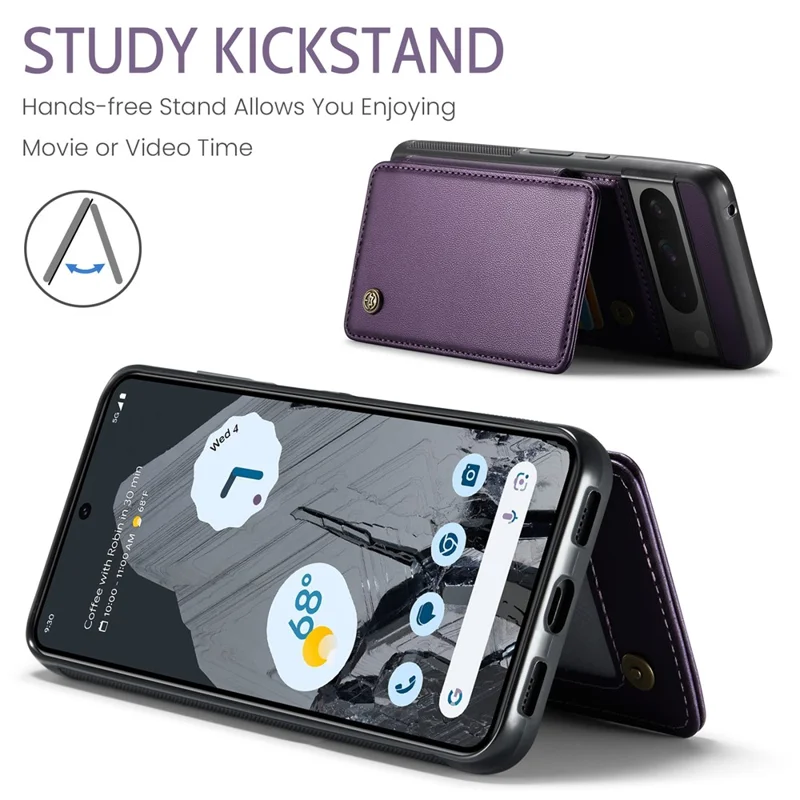 CASEME C22 Series for Google Pixel 8 Pro Case Glossy RFID Blocking Phone Cover with 4 Card Slots - Purple