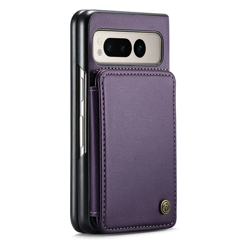 CASEME C22 Series for Google Pixel Fold Case Leather RFID Blocking Phone Cover with Front Frame - Purple