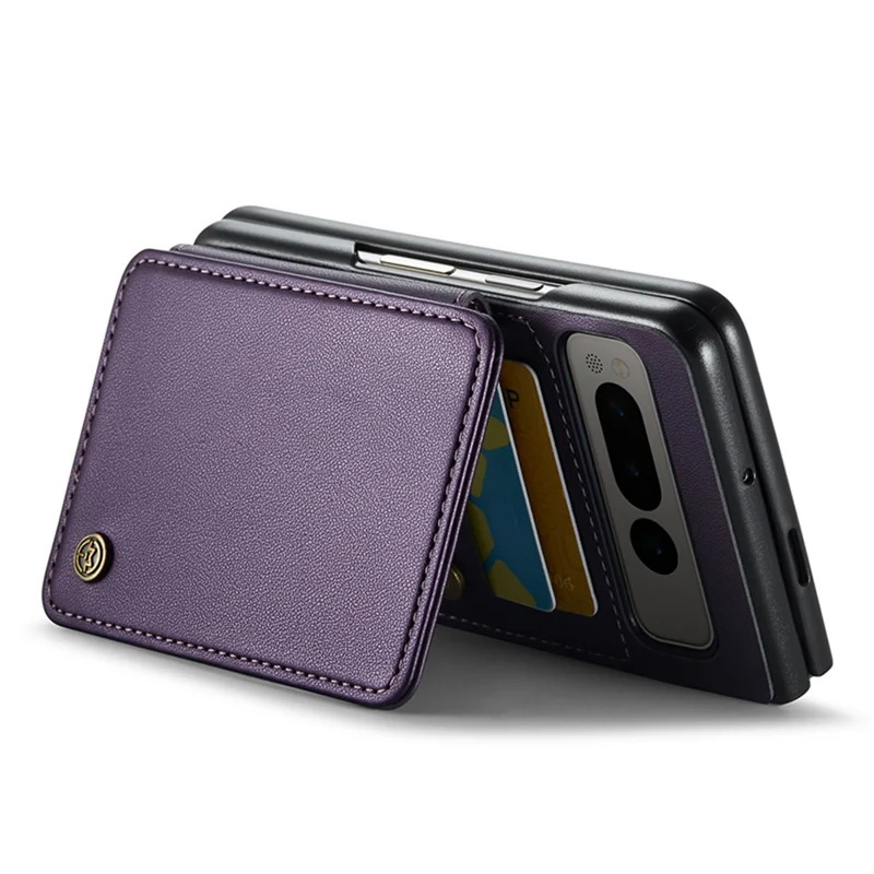 CASEME C22 Series for Google Pixel Fold Case Leather RFID Blocking Phone Cover with Front Frame - Purple