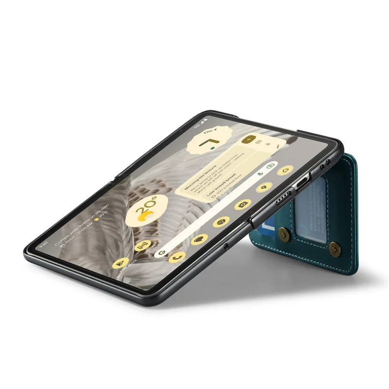 CASEME C22 Series for Google Pixel Fold Case Leather RFID Blocking Phone Cover with Front Frame - Green
