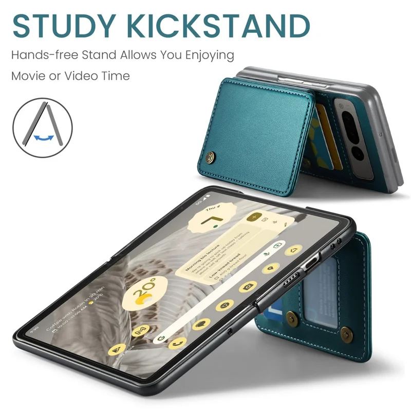 CASEME C22 Series for Google Pixel Fold Case Leather RFID Blocking Phone Cover with Front Frame - Green