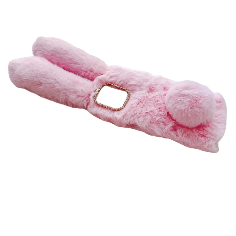 For Motorola Moto G Stylus (2023) Cell Phone Case 3D Bunny Ears Furry Hairball TPU Back Cover - White