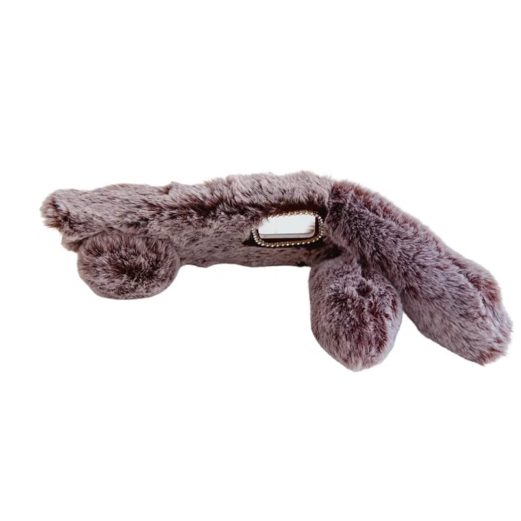 For Motorola Moto G84 5G Case Soft TPU Furry Hairball Fuzzy Phone Cover with Rhinestone Decor - Dark Grey
