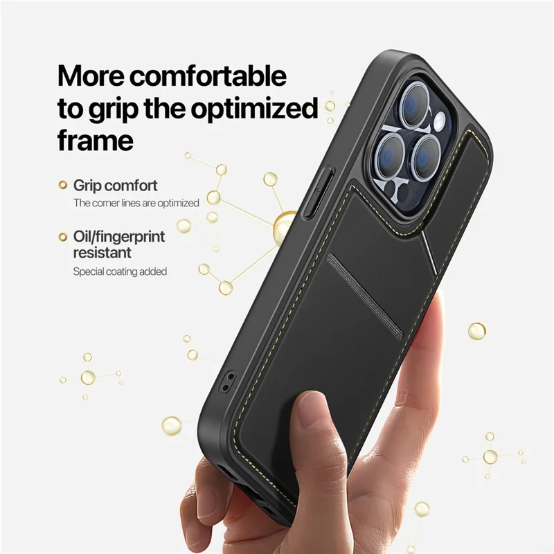 DUX DUCIS Rafi II Series for iPhone 15 Pro Max Magnetic Case Card Holder Kickstand Cover - Black