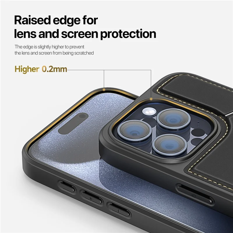 DUX DUCIS Rafi II Series for iPhone 15 Pro Max Magnetic Case Card Holder Kickstand Cover - Black