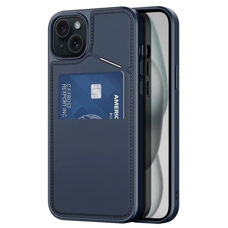 DUX DUCIS Rafi II Series for iPhone 15 Plus Kickstand Case Magnetic Phone Cover Card Holder - Blue