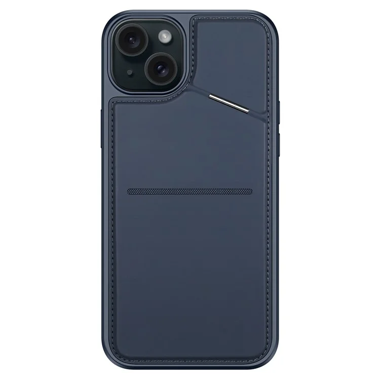 DUX DUCIS Rafi II Series for iPhone 15 Plus Kickstand Case Magnetic Phone Cover Card Holder - Blue