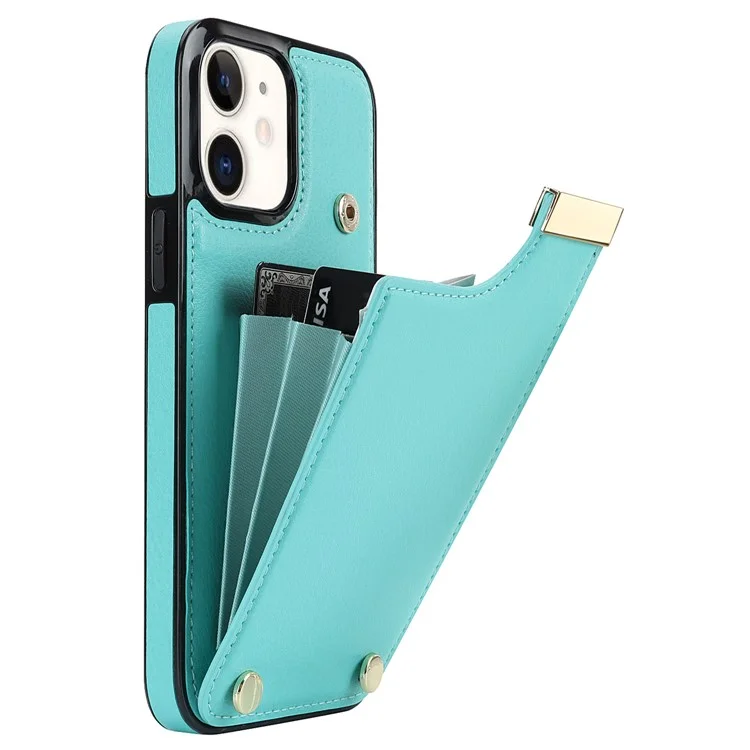 Für iPhone 12 / 12 Pro Handy-Hülle TPU+PU-Leder+Metallgehäuse - Minze-Grün