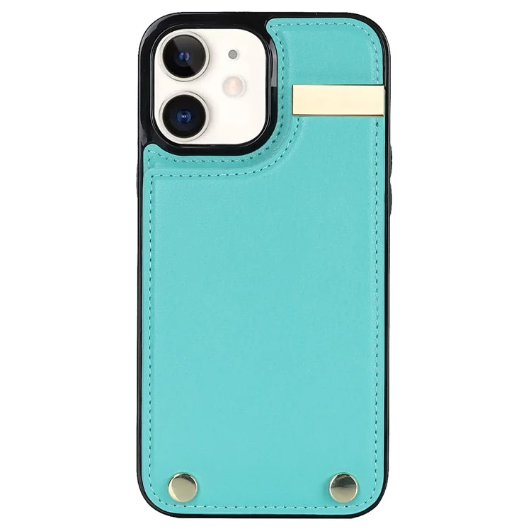 Für iPhone 12 / 12 Pro Handy-Hülle TPU+PU-Leder+Metallgehäuse - Minze-Grün