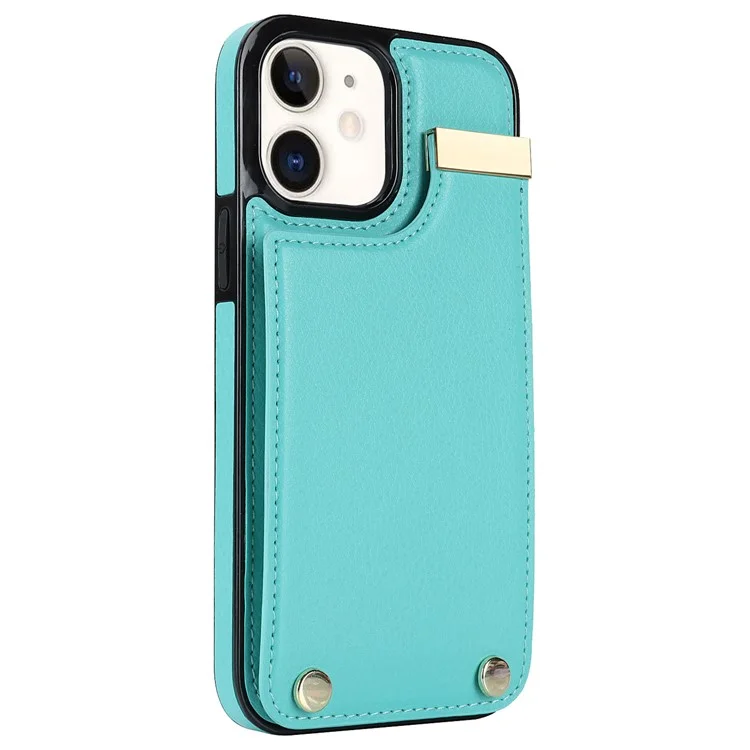 Für iPhone 12 / 12 Pro Handy-Hülle TPU+PU-Leder+Metallgehäuse - Minze-Grün