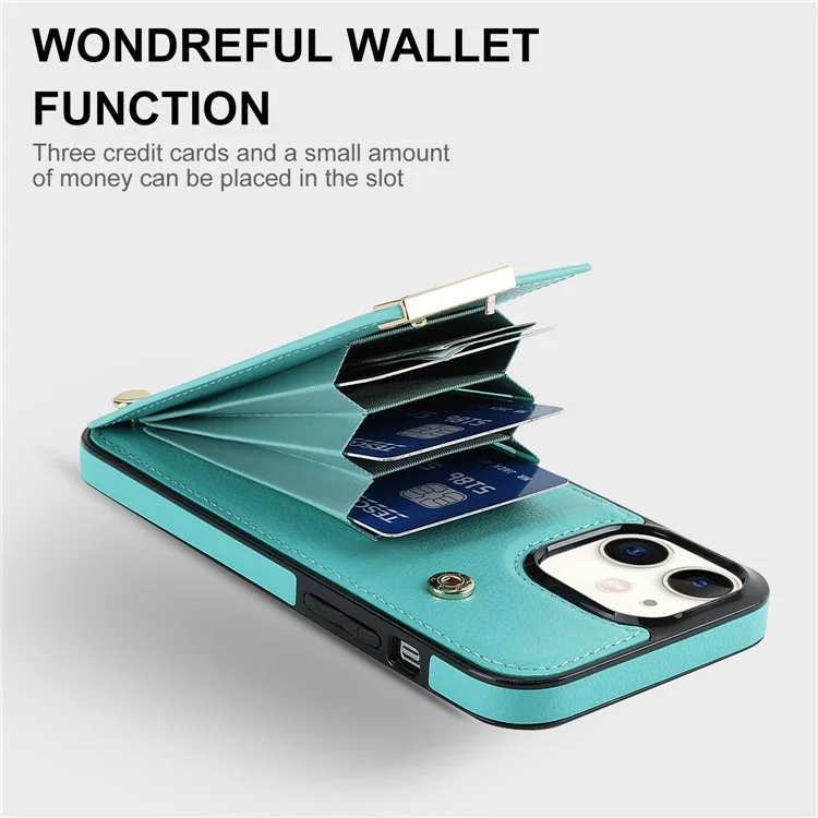 Für iPhone 12 / 12 Pro Handy-Hülle TPU+PU-Leder+Metallgehäuse - Minze-Grün