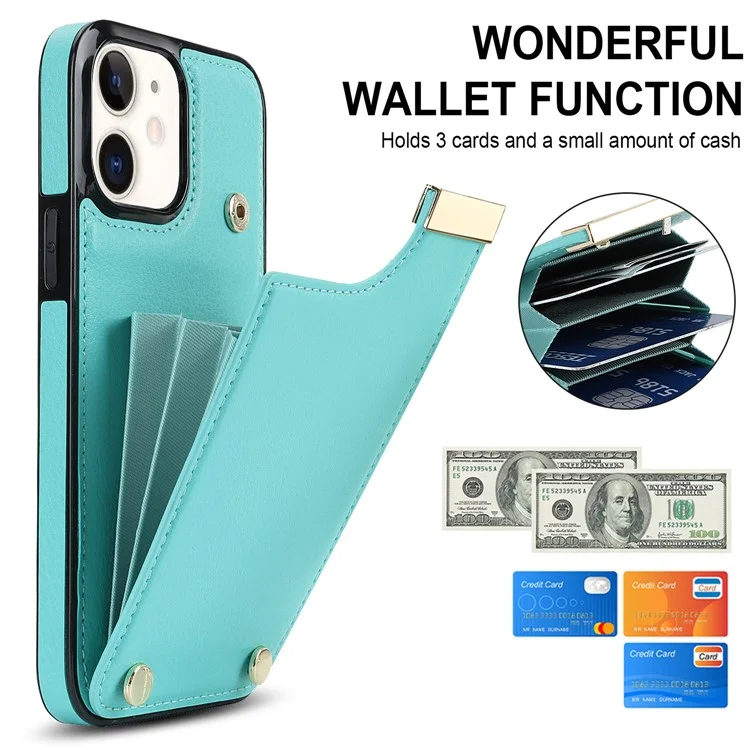 Für iPhone 12 / 12 Pro Handy-Hülle TPU+PU-Leder+Metallgehäuse - Minze-Grün