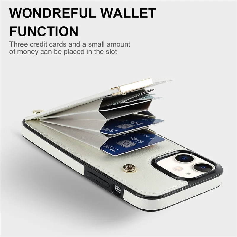 For iPhone 12/12 Pro Cell Phone Case TPU+PU Leather+Metal Hardware Shell - White