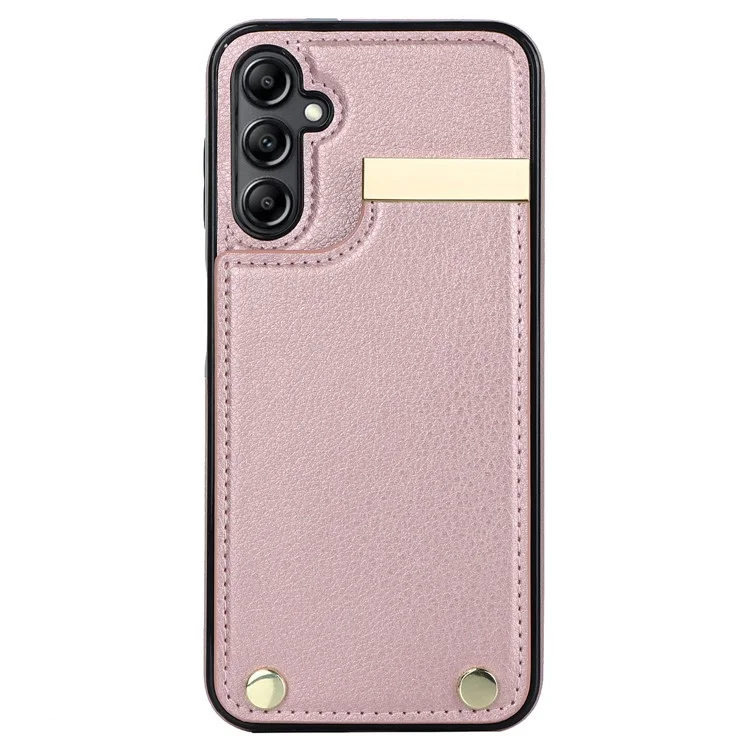 Étui Samsung Galaxy S24 en TPU + cuir PU + matériel en métal avec porte-cartes - Or rose