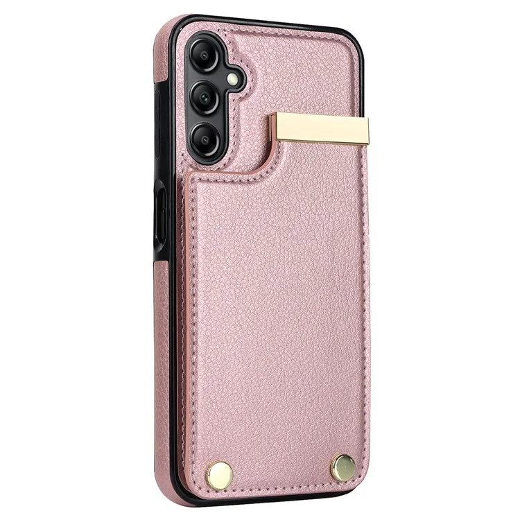 Étui Samsung Galaxy S24 en TPU + cuir PU + matériel en métal avec porte-cartes - Or rose