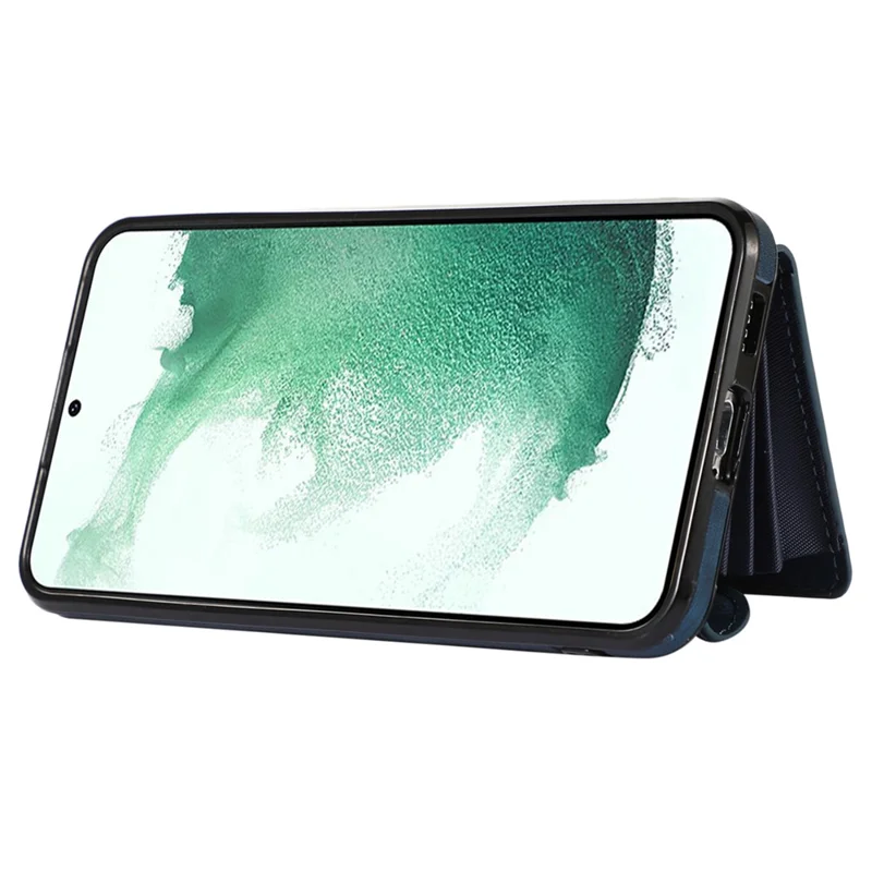 For Samsung Galaxy S21+ 5G Case PU+TPU Card Bag Cell Phone Case with 2 Straps - Blue