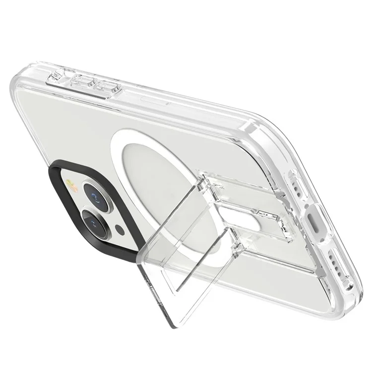 For iPhone 15 Case Compatible with MagSafe TPU+PC Back Cover - Black+Transparent+White