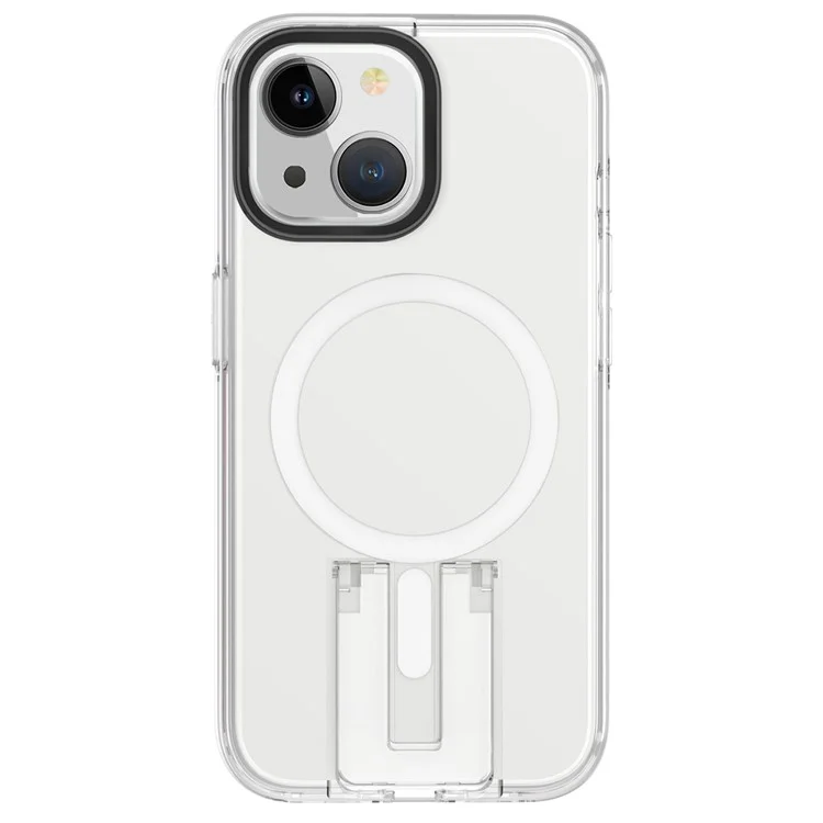 For iPhone 15 Case Compatible with MagSafe TPU+PC Back Cover - Black+Transparent+White