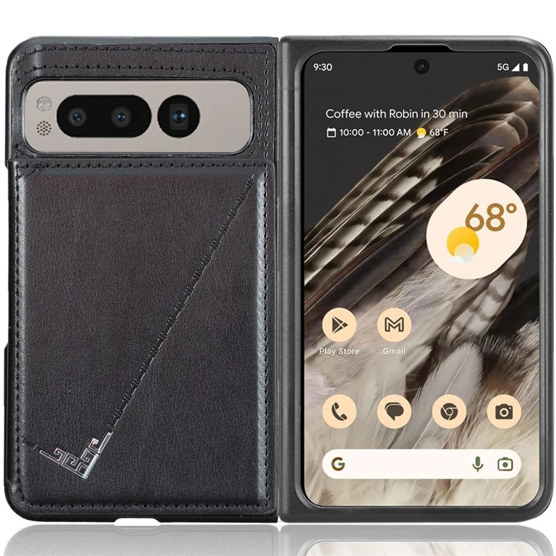 For Google Pixel Fold Kickstand Case Anti-Drop PU+TPU Card Holder Mobile Phone Cover
