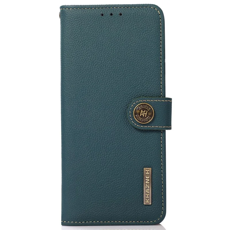 KHAZNEH Para Samsung Galaxy A55 5G Case Genuine Cow Leather+TPU RFID Blocking Wallet Cover - Verde