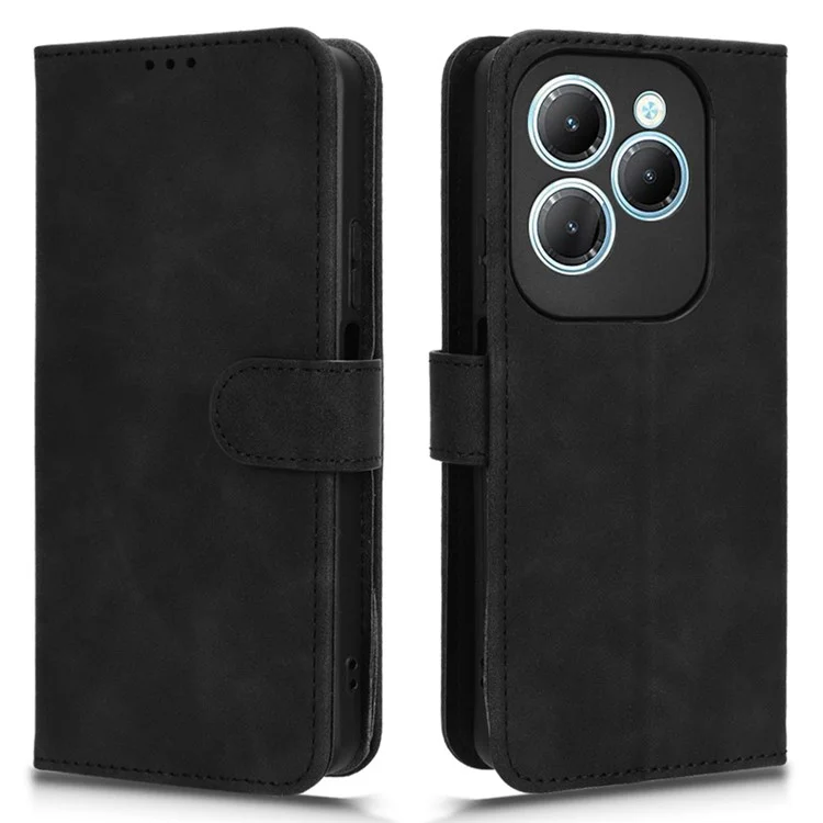 For Infinix Hot 40 / Hot 40 Pro Case Soft-Touch PU Leather Flip Stand Card Slots Phone Guard Cover - Black