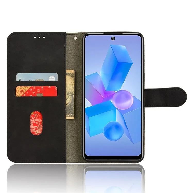 For Infinix Hot 40 / Hot 40 Pro Case Soft-Touch PU Leather Flip Stand Card Slots Phone Guard Cover - Black