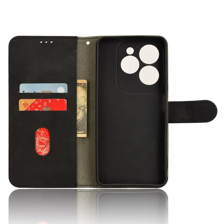 For Infinix Hot 40 / Hot 40 Pro Case Soft-Touch PU Leather Flip Stand Card Slots Phone Guard Cover - Black