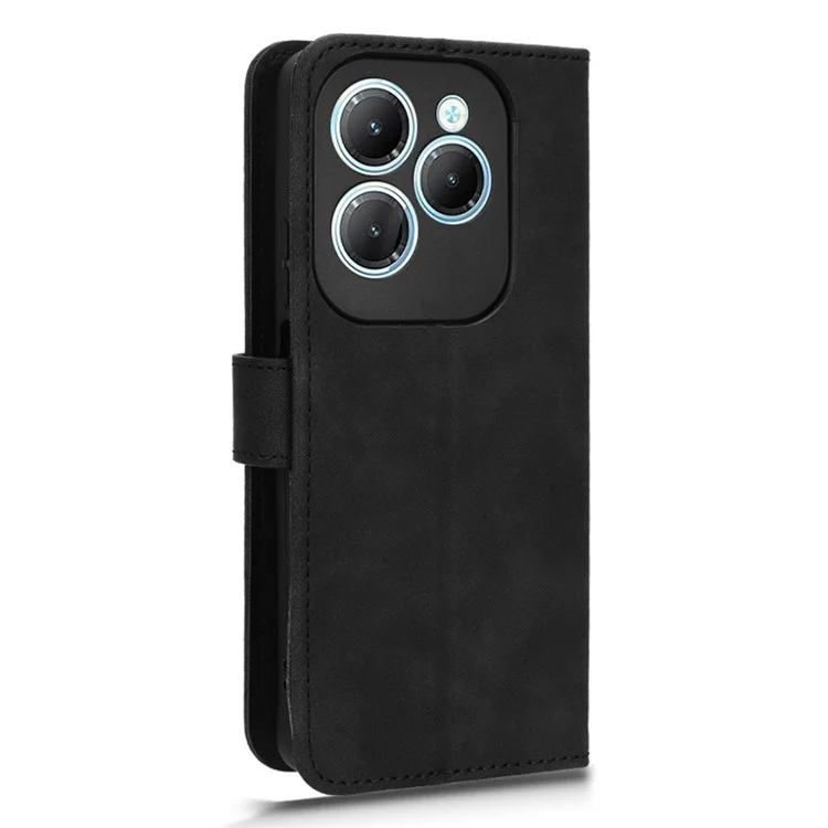 For Infinix Hot 40 / Hot 40 Pro Case Soft-Touch PU Leather Flip Stand Card Slots Phone Guard Cover - Black