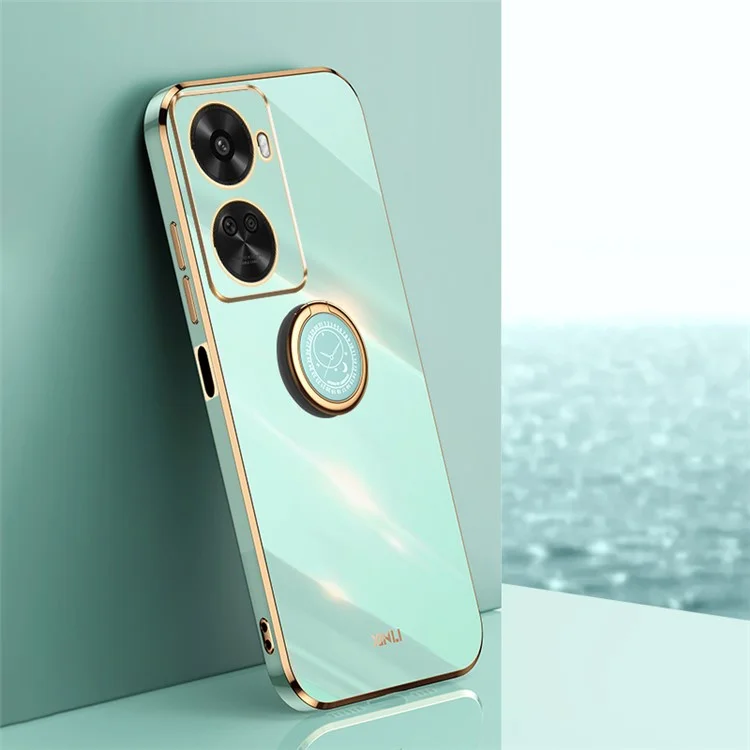 XINLI Pour Huawei nova 11 SE / nova 12 SE 4G Coque de téléphone Bordure dorée Électroplaquage avec support - Cyan