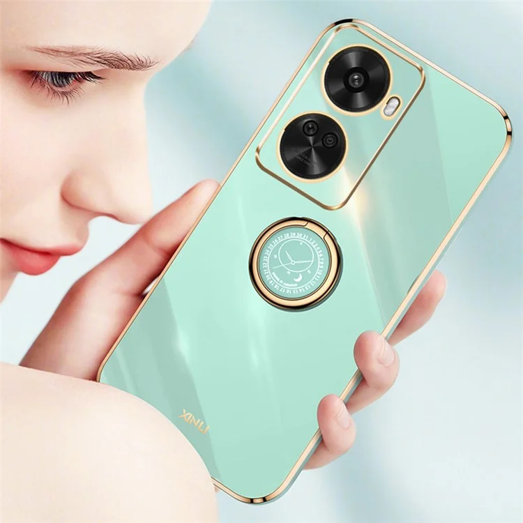 XINLI Pour Huawei nova 11 SE / nova 12 SE 4G Coque de téléphone Bordure dorée Électroplaquage avec support - Cyan