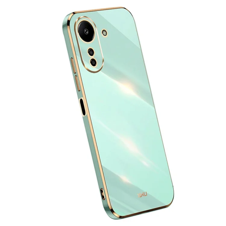 XINLI For Xiaomi Redmi 13C 4G / Poco C65 4G Case Electroplated Gold Edges Phone Cover - Cyan