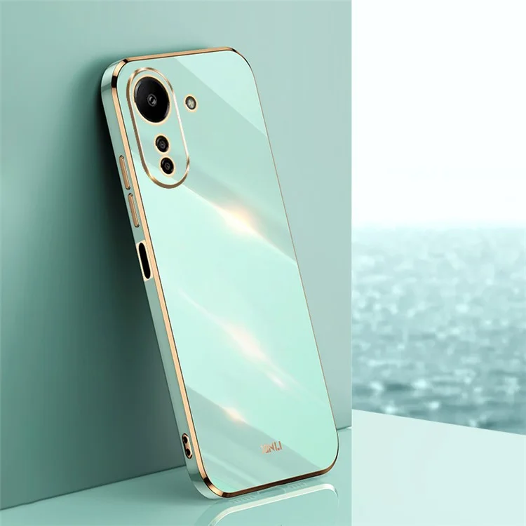 XINLI For Xiaomi Redmi 13C 4G / Poco C65 4G Case Electroplated Gold Edges Phone Cover - Cyan