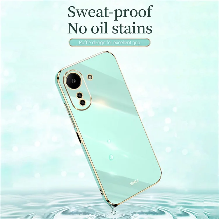 XINLI For Xiaomi Redmi 13C 4G / Poco C65 4G Case Electroplated Gold Edges Phone Cover - Cyan