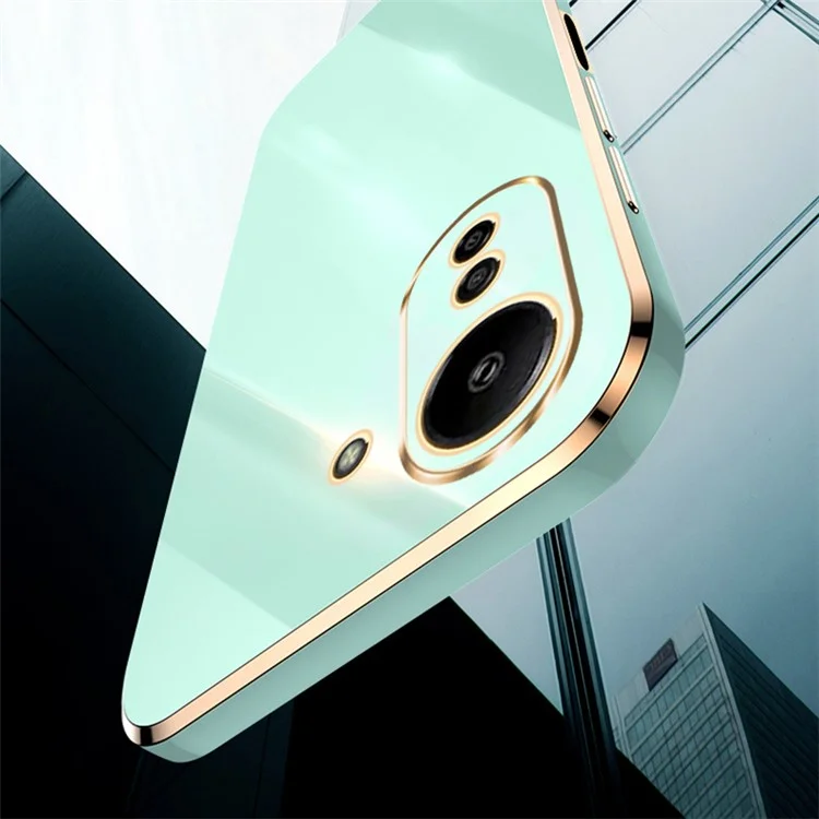 XINLI For Xiaomi Redmi 13C 4G / Poco C65 4G Case Electroplated Gold Edges Phone Cover - Cyan